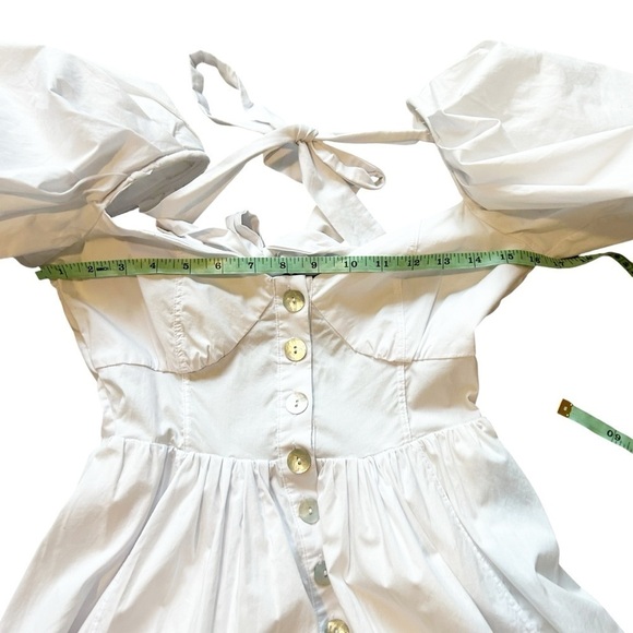 Revolve LPA Albany mini dress in white size XS puff sleeves bachelorette bow tie - Picture 7 of 8